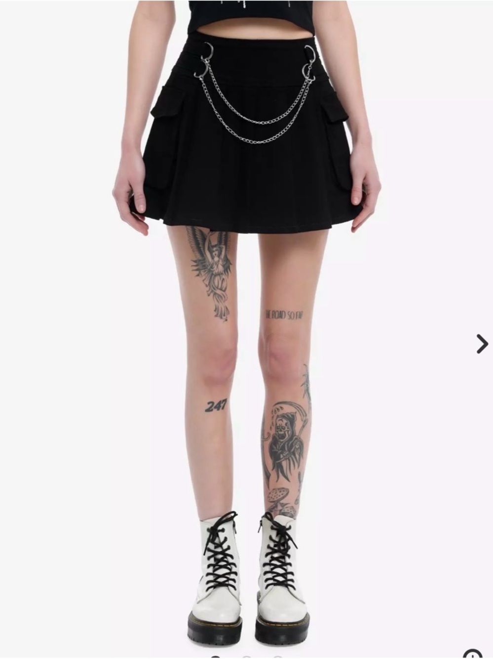 Hot Topic Black Double Chain Cargo Pleated Skirt size Medium